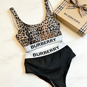 Burberry Animal Print Swim Coverup with Black Accents